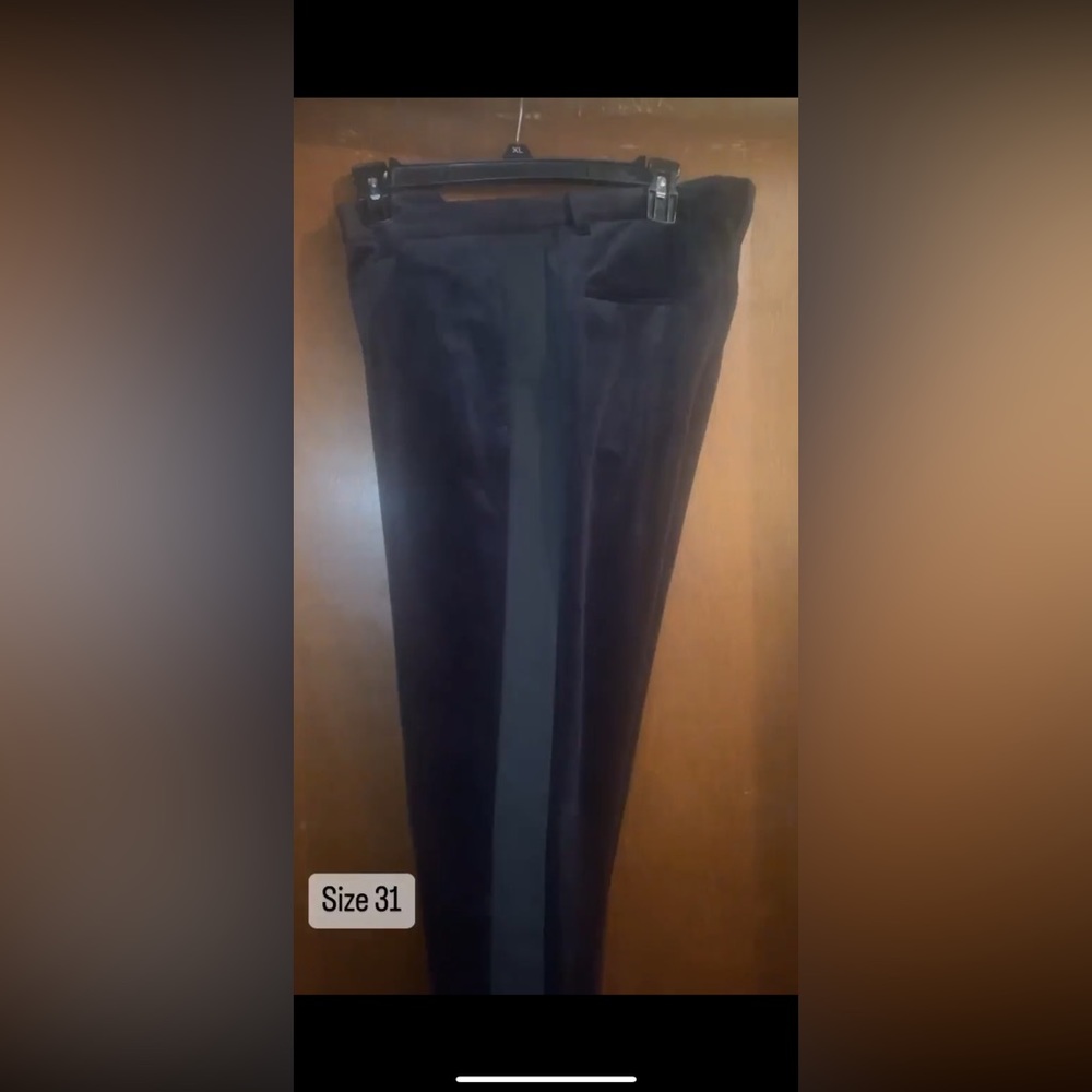 ZARA black velvet pants with black side stripe